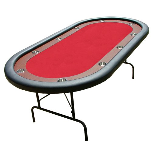 Red Felt Poker Table With Wooden Race Track