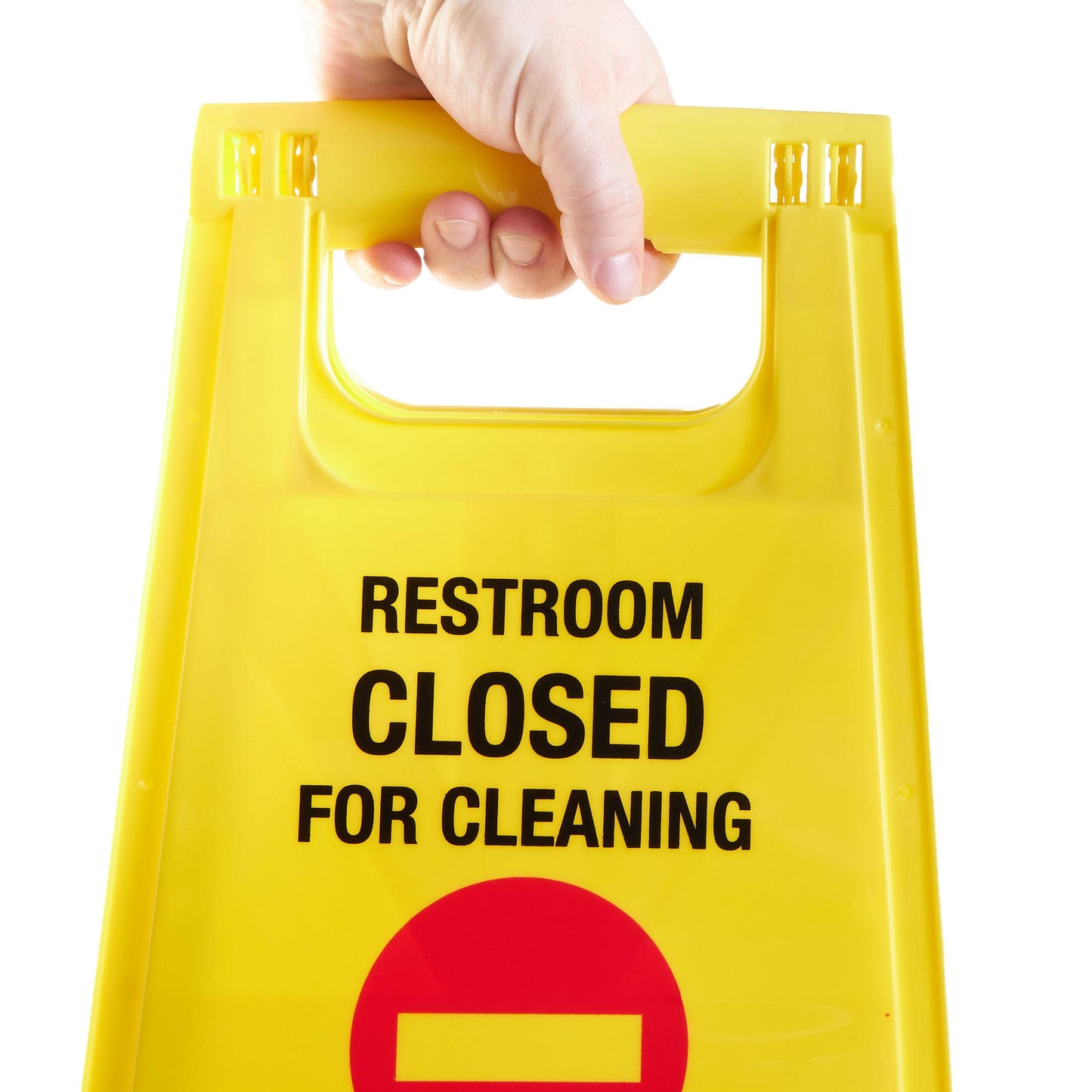 Restroom Closed for Cleaning Bilingual Floor Sign