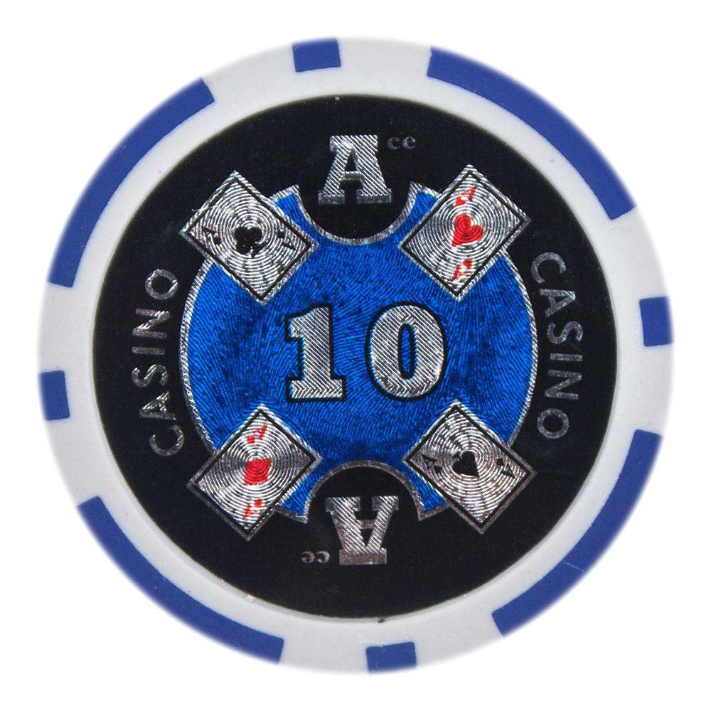 Dark Blue Ace Casino Poker Chips - $10