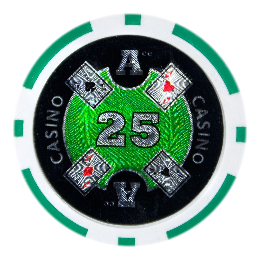 Green Ace Casino Poker Chips - $25