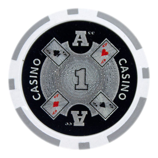 Gray Ace Casino Poker Chips - $1